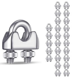 Wire Clips, M3, 25 Pieces, Wire Rope Clips, 304 Stainless Steel, Cable Clips, Cable Fasteners, Rope Fasteners, Wire Fasteners, Saddle Clamps for Wire Rope Terminal Processing (M3)