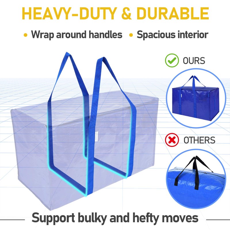 TICONN 4 Pack Extra Large Moving Bags with Zippers &