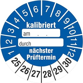 50 Test Labels Calibrated Next Test Date 30 mm for Labelling 2025-2030 Test Badges