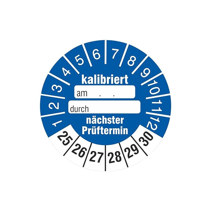 50 Test Labels Calibrated Next Test Date 30 mm for