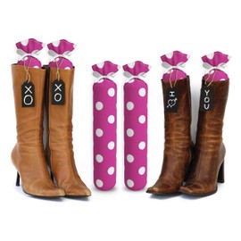 My Boot Trees - Boot Shaper Stands for Closet Organization - Keeps Them Shaped Properly - Many Patterns to Choose from - 1 Pair (Hot Pink with Large White Polka Dots)