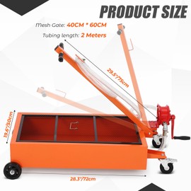 EliteEdge Oil Drain Pan, 15 Gallon Low Profile Oil Drain Pan with Manual Pump, Oil Change Pan with 8 Ft Hose & Folding Handle, Rolling Oil Drain Tank for Truck, RVs, Buses