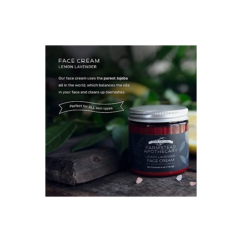 Farmstead Apothecary 100% Natural Anti-Aging Face Cream with Jojoba Oil,
