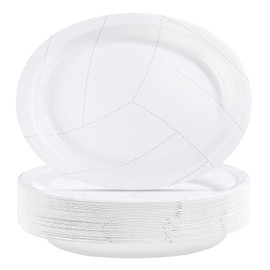 Grencian 50Pcs Volleyball Party Oval Paper Plates 10"x12" Volleyball Large Paper Plates for Boys Girls Sports Themed Party Decorations Supplies