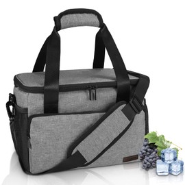 Gloppie Lunch Bags for Adults - Reusable Lunch Cooler Bags for Men & Women, Thermal Lunch Pail, Grey