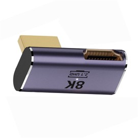 cablecc HDMI Male to HDMI 2.1 Female Low Profile Vertical 90 Degree Right Up Angled UHD Extension Adapter Support 8K 60hz HDTV