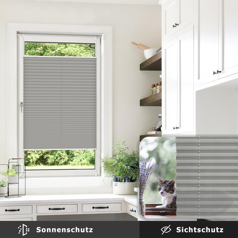 Victoria M. Praktica Pleated Blind, No Drilling Required, with Clamp