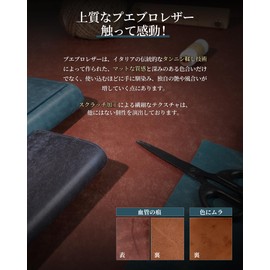 Kawaoto Men's Long Wallet, Genuine Leather, Pueblo Leather, Large Capacity, 18 Cards, Cover Type, Small Long Wallet, YKK Zipper, Spring Wallet, Gift, Persimmon