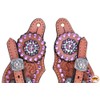 HILASON Western Leather Spur Straps Brown Floral Crystals Bling Pink