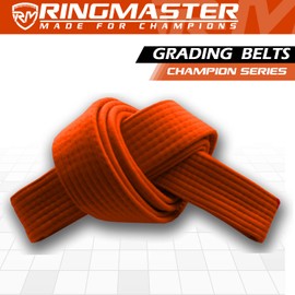 RingMaster Sports Grading Belts 9 Plain Colour for Karte Judo Taekwondo Martial Arts Training Competition | 230cm, 250cm, 280cm, 320cm (Orange, 230 cm)