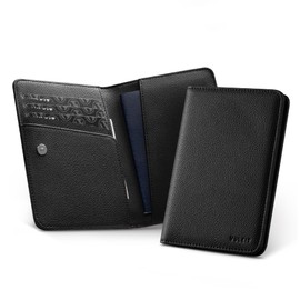 VULKIT Passport Holder Travel Wallet Leather RFID Blocking Travel Wallet Organiser Passport Holder Cover for Passport, Business Cards, Credit Cards, Boarding Passes