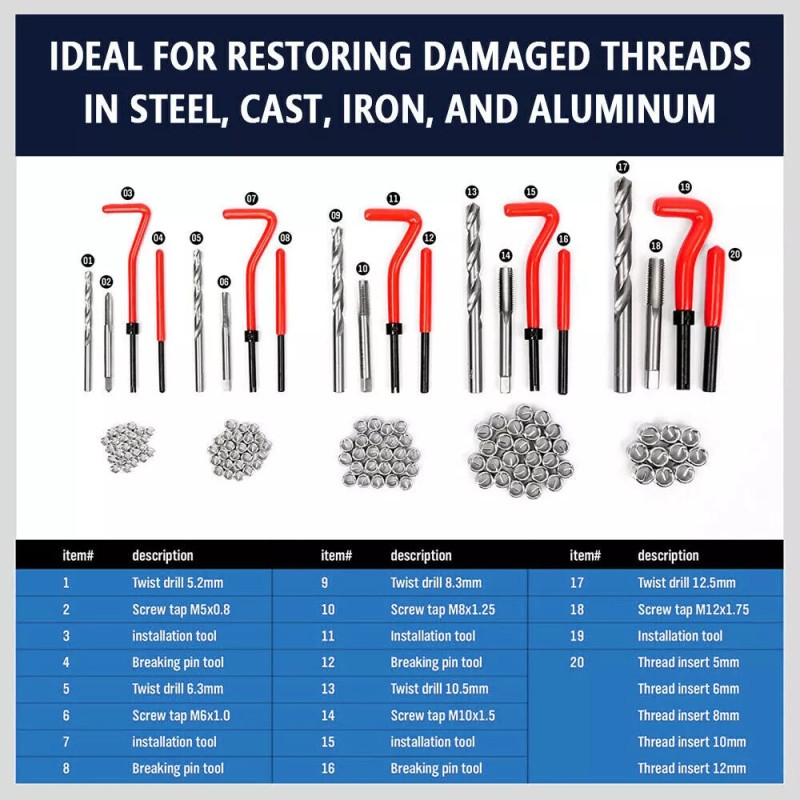 Unbranded 131Pc Professional Helicoil Thread/Rethrea