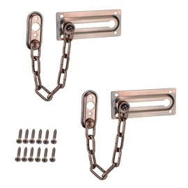 COMOK 2Pcs Defender Security U Chain Door Guard – Door Chain Lock for Door and Home Security, Antique Brass Stainless Steel Brushed Nickel Finish