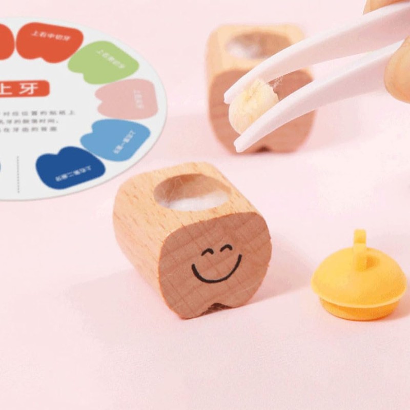 Samcos Baby Teeth Case, Wooden Baby Teeth Holder, Compact Baby