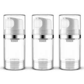 Cosywell Airless Pump Dispenser Bottles 3 Pack 1.7oz/50ml Empty Moisturizer Pump Dispenser Airless Cosmetic Pump Container Travel Pump Bottles for Toiletries Shampoo Lotion