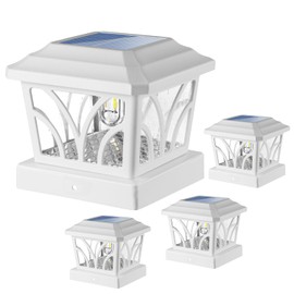 LeiDrail Solar Post Lights Outdoor, 2 Modes Aluminum Solar Deck Fence Cap Light Edison LED Bulbs for 4x4 5x5 6x6 Vinyl Wooden Posts, Patio Decoration Warm White & Cool White 8 Pack (White)