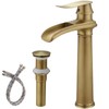 BWE Antique Brass Bathroom Vessel Sink Faucet Waterfall Spout Single