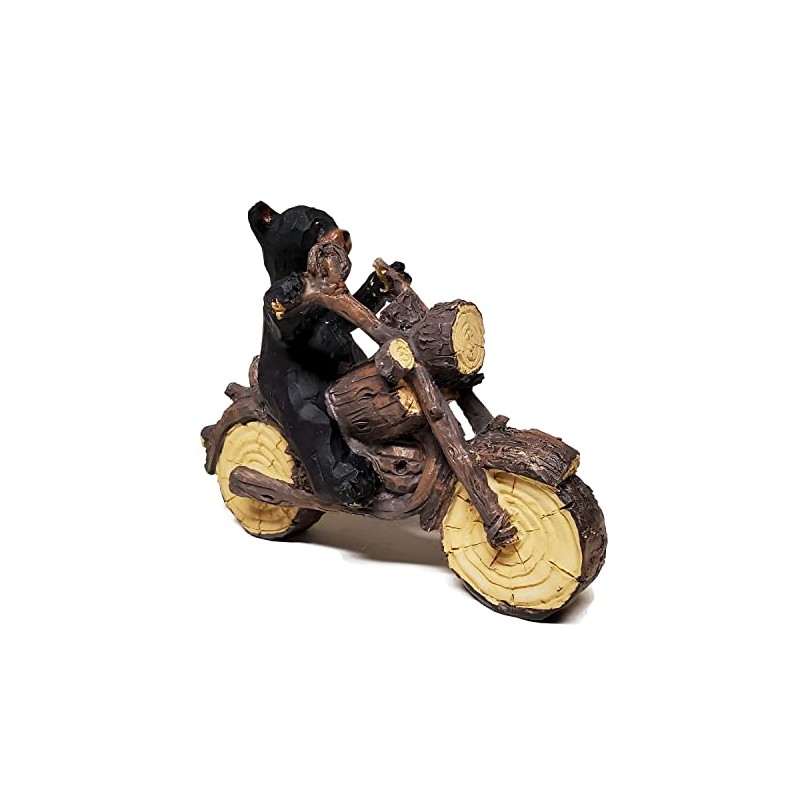 Lipco Black Bear Motorcycle Biker Figurine