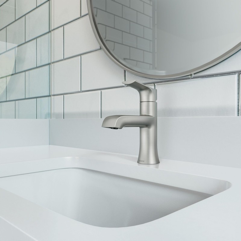 Moen LISO Spot Resist Brushed Nickel One-Handle Bathroom Faucet, One