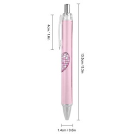 Black Pens Ballpoint Pen Ball Point Pen Smooth Writing Gel Pens Retractable 0.5 Fine Point for School Office Pink Heart Shaped Disco Ball Pattern 4 PCS