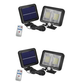 LED Solar Light, LED Sensor Light, High Brightness LED Chip, Set of 2, 3 Lighting Modes, Remote Control, Solar Panel Separated, IP65 Waterproof, Outdoor Lighting, Security Light, LED Work Light,