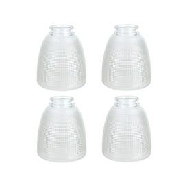 Aspen Creative 23111-4 Transitional Style Clear with Grid Pattern Shade, 2-1/8" Fitter Size, 5-3/8" high x 4-5/8" Diameter, 4 Pack Replacement Glass