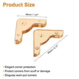 uxcell 4 Pcs Purse Corner, Corner Protector Decorative Buckle Handbags Leather Clip Edges Handbag Hollow Corner for DIY Craft Bag Making, Brass