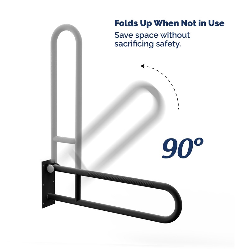 30-Inch Swing-Up/Flip-Up Bathroom Grab Bar, Stainless Steel with Textured Grip