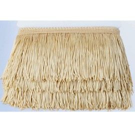 Heartwish268 - Borla de tela de nailon de encaje con flecos de 4 pulgadas de ancho y 10 yardas de largo para accesorios de ropa, vestido de boda latino, decoración de sombra, color dorado