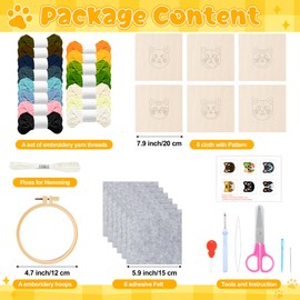 WATINC Punch Needle Coaster Kit Punch Needle Coaster Kit Cat DIY Craft Embroidery Kit Easy Embroidery for Beginners Coaster Arts and Crafts Needle Coaster