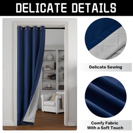 Navy Blue Soundproof Blackout Curtains, 50" x 96", 1 Panel