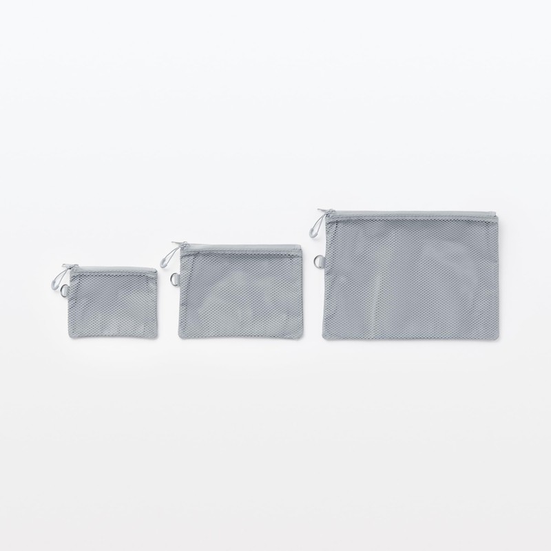 MUJI Polyester Double Zipper Case Grey S OHG87A3S