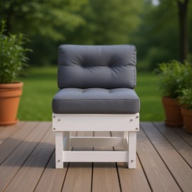 White Solid Wood Patio Footstool With Cushion Contemporary Outdoor Furniture AccessoryColor: White1
