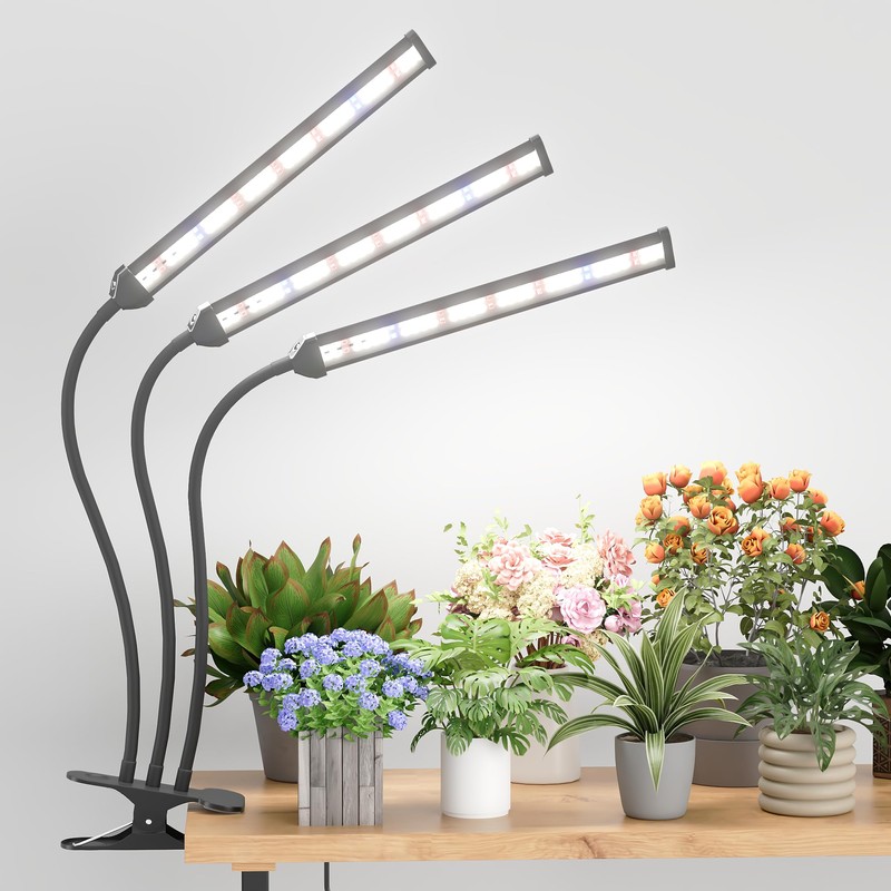 GooingTop Grow Light LED Gooseneck Lamp,Triple-Head Full Spectrum 222 LED