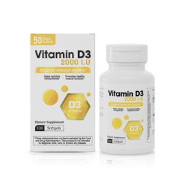 Nutra Nutrition Vitamin D3 2000 IU Softgels – 100 Softgels – Vitamin D3 Supplement for Daily Use