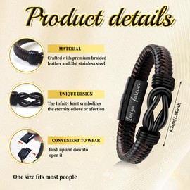 UxClishe Mens Leather Bracelet, Braided Bracelet for Men Dad Husband Son Gifts-To My Dad