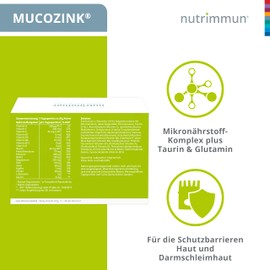 nutrimmun MUCOZINK Powder (30 x 20 g) - Dietary Supplement for Skin and Intestinal Mucosa - Vitamins and Minerals for Micronutrient Supply Plus Amino Acids Glutamine and Taurine