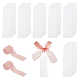 NICENEEDED 60 Pieces Acrylic Bookmark Blanks Set Clear Acrylic Bookmark Sublimation Bookmark with 2 Rolls Chiffon Silk