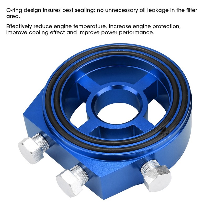 Blue Aluminum Universal Oil Filter Temperature Cooler Gauge Sandwich Plate