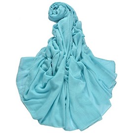 Miobo XXL Women's Stole Scarf Plain Colour 220 x 140 cm in Various Colours Viscose, lightblue