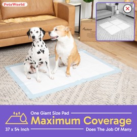 PETSWORLD Enormous Dog Training & Potty Pads, 37x54 inch - Tear Resistant with Strong Leak-Proof Backing, Optional Adhesive Tape, 100 Count