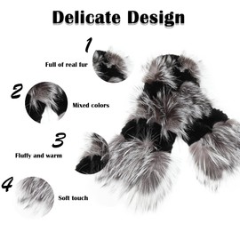 Fur Story Women's Winter Animal Print Fur Scarf - Black