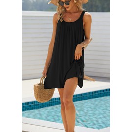 Jar of Love Swim Suits for Women 2024 Sun Dress Beach Dresses Swimsuit Cover Up Swimsuit Coverups Vacation Outfits for Women Casual Dresses Trendy Clothes Trendy Fashion,M,Black