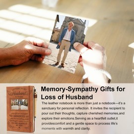 EliteSign Letter to My Husband in Heaven Leather Journal Sympathy Gifts for The Loss Of Husband, Leather Journal A5 Notebook and Angel Keychain, Bereavement Memorial Travel Photo Diary With Wood Pen