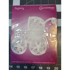 Elegance Battenburg Lace Baby Buggy 5"×6" Applique/Patch Sew On, New In Package