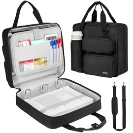 ZIOZERTT Zipper Binder 3 Ring, 700 Sheets Capacity, Binder 3 Inch with Shoulder Strap Fits 13 Inch Laptop for School and Office,Black