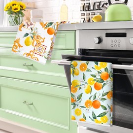 Arquiel Summer Lemon Microfiber Kitchen Towels, Soft Absorbent Hand Towel 40 × 60 cm, Thick Dish Cloth for Party Anniversary Holiday Decoration Housewarming Gifts