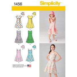 Simplicity Childrens Sewing Pattern 1456 Flared Skirt Dresses & Hat