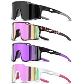 4pcs Polarized Sport Sunglasses Men Cycling Driving Fishing UV Protection Sun Glasses Lightweight Big Frame Mountain Bike Goggles