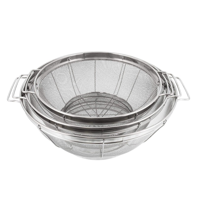 U.S. Kitchen Supply Set of 3 Stainless Steel Colander Strainers